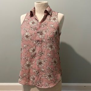 SOLD Striped Floral Sleeveless Blouse Sz XS